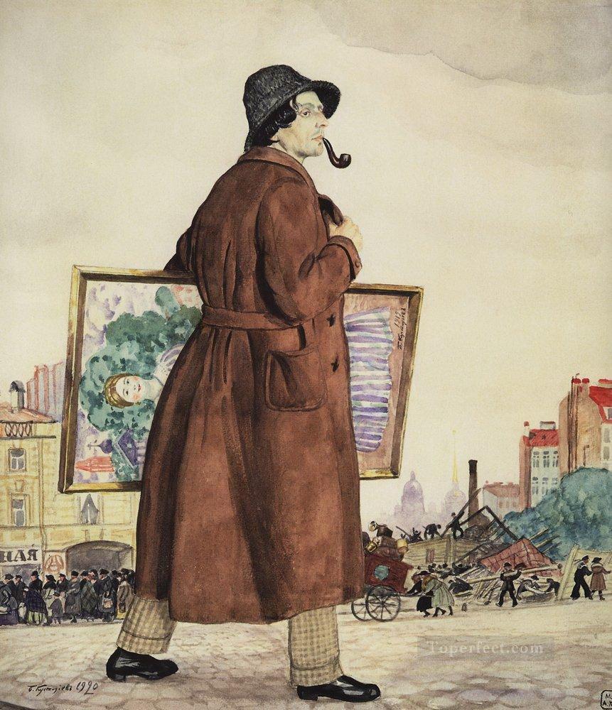 portrait of isaak brodsky 1920 Boris Mikhailovich Kustodiev Oil Paintings